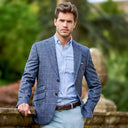 London blazer, letvægt sommerjakke, uld/silke, marineblå