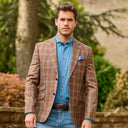 London blazer, letvægt sommerjakke, uld/silke, rust m.tern, farve 493