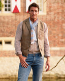 Wales sommer vest, silke, lys brun med overtern, farve 6055