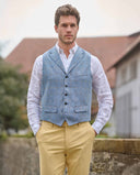 Wales sommer vest, silke, lys blå med overtern, farve 6141