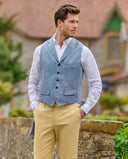 Wales sommer vest, silke, lys blå med overtern, farve 6141