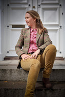 Louise Jacket Yorkshire Tweed, gulgrøn m. pink/grøn overtern