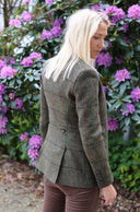 Carola blazer dame, Harris Tweed, green overcheck