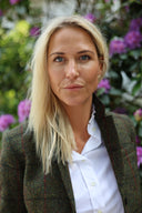 Carola blazer dame, Harris Tweed, green overcheck