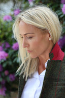 Carola blazer dame, Harris Tweed, green overcheck