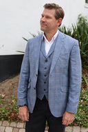 London blazer, ren silke, blå med overtern, farve 135