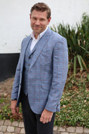 London blazer, ren silke, blå med overtern, farve 135