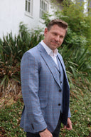 London blazer, ren silke, blå med overtern, farve 135