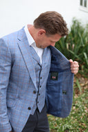London blazer, ren silke, blå med overtern, farve 135