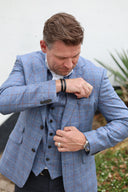 London blazer, ren silke, blå med overtern, farve 135