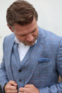 London blazer, ren silke, blå med overtern, farve 135