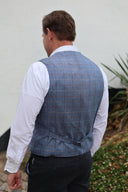 Wales sommer vest, silke, blå med overtern, farve 135