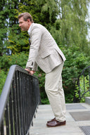 London blazer, ren silke, lys glencheck tern, farve 6491