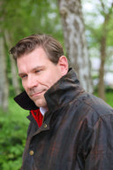 Starberg mens summer oilskin jacket, gult for, hunter brown tern