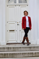 Carola blazer dame, Harris Tweed, rød twill