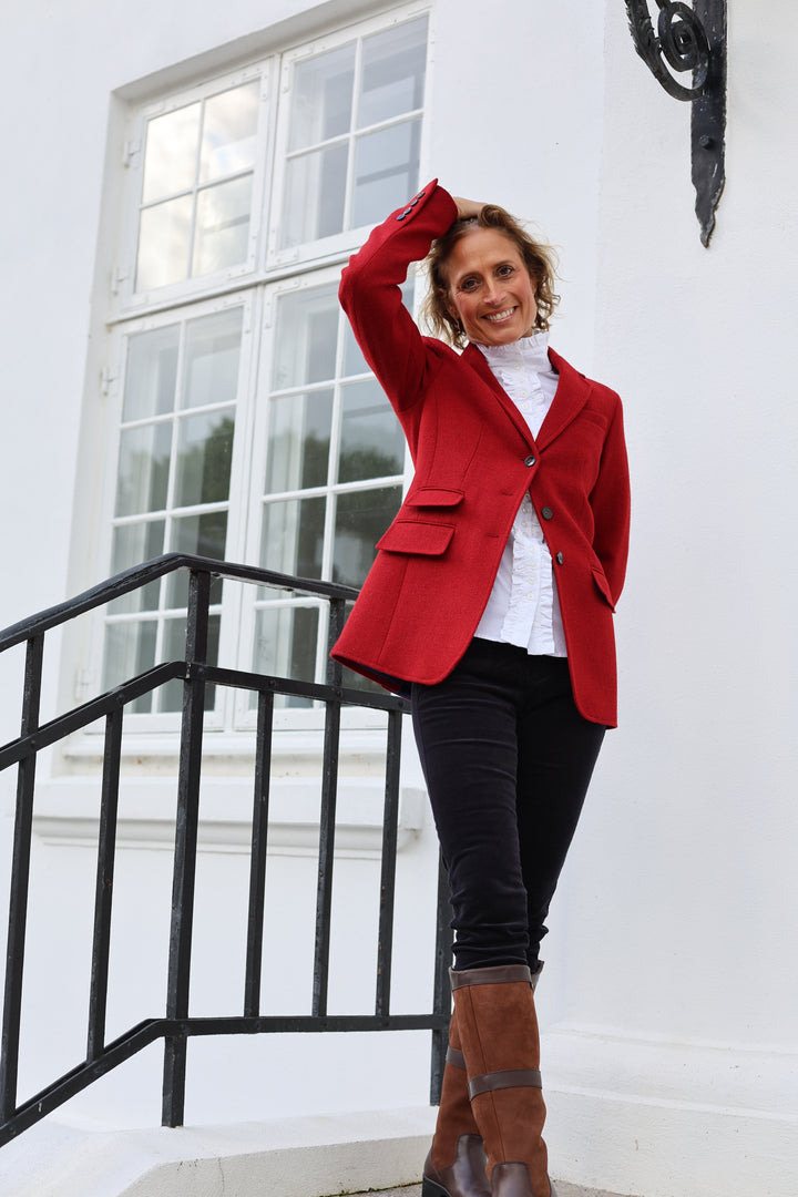 Carola blazer dame, Harris Tweed, rød twill