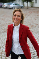 Carola blazer dame, Harris Tweed, rød twill