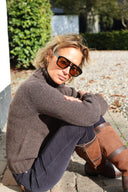 Glencoe Ladies Roll Neck rullekravesweater, Porcupine brun, Geelong lammeuld
