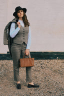 Kensington Tweed Turn-up Trouser tweed bukser, Sage and Chocolate Check