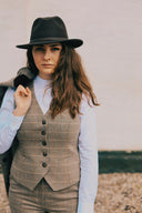 Kensington Tweed Waistcoat, Sage and Chocolate Check