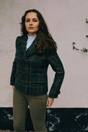 Lansdowne Check Short Pea Coat, creen ochre check