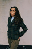 Lansdowne Check Short Pea Coat, creen ochre check