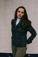 Lansdowne Check Short Pea Coat, creen ochre check