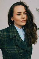 Lansdowne Check Short Pea Coat, creen ochre check