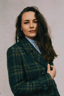 Lansdowne Check Short Pea Coat, creen ochre check