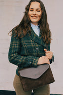 Lansdowne Check Short Pea Coat, creen ochre check