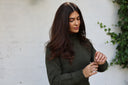 Glencoe Ladies Roll Neck rullekravesweater, Loden Green, Geelong lammeuld