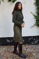 Loreen pencil skirt nederdel, læder, olivengrøn