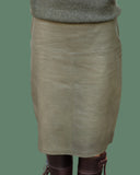 Loreen Pencil Skirt nederdel, læder, olivengrøn