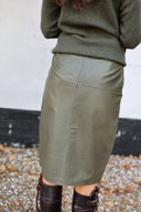 Loreen Pencil Skirt nederdel, læder, olivengrøn