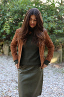 Glencoe Ladies Roll Neck rullekravesweater, Loden Green, Geelong lammeuld