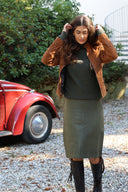 Loreen pencil skirt nederdel, læder, olivengrøn
