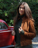 Janna kort læderjakke dame, cognac