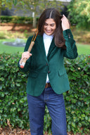 Ami kort blazer dame, velour, grøn british racing green