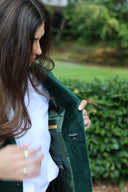 Ami kort blazer dame, velour, grøn british racing green
