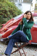 Ami kort blazer dame, velour, grøn british racing green