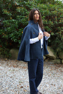 Surrey Ladies Tweed Cape, midnight blue