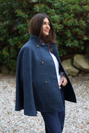 Surrey Ladies Tweed Cape, midnight blue