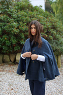 Surrey Ladies Tweed Cape, midnight blue
