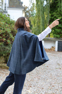 Surrey Ladies Tweed Cape, midnight blue