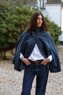 Surrey Ladies Tweed Cape, midnight blue