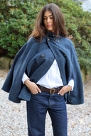 Surrey Ladies Tweed Cape, midnight blue