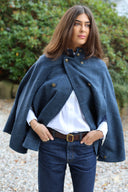Surrey Ladies Tweed Cape, midnight blue