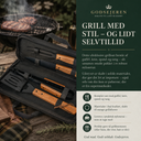 Grillsæt med træskæfte og transporttaske, 4 dele