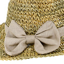 Sommerhat Glocke stråhat, bred skygge, lyst bånd/sløjfe