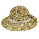 Sommerhat Glocke stråhat, bred skygge, lyst bånd/sløjfe